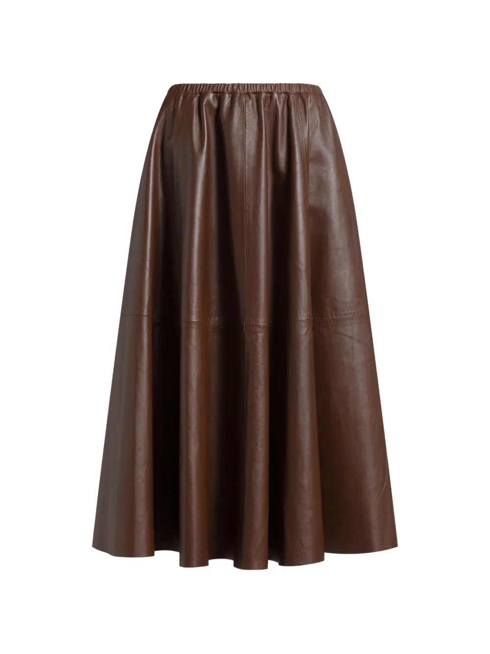 Alberta Ferretti Flared leren midi-rok Bruin