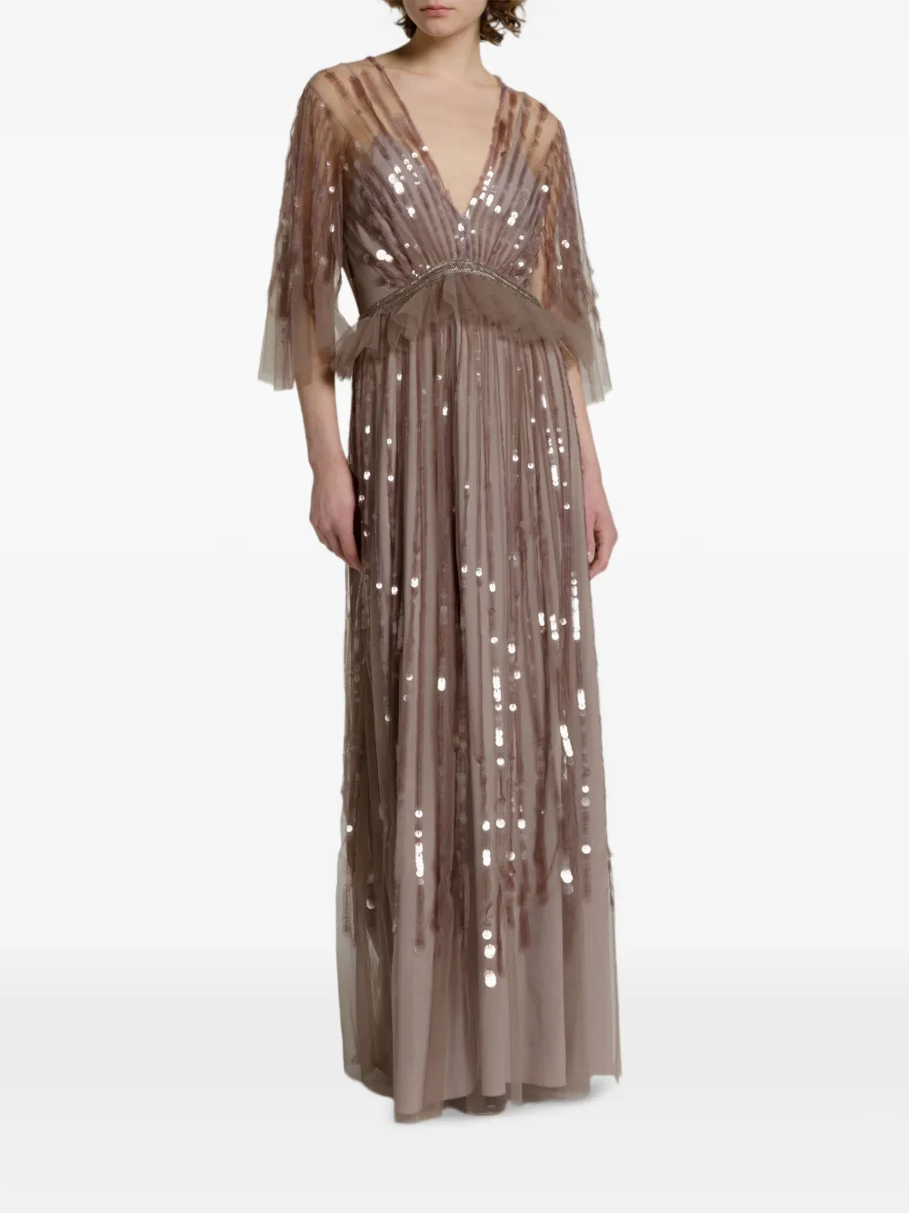 Alberta Ferretti Jurk verfraaid met pailletten Beige