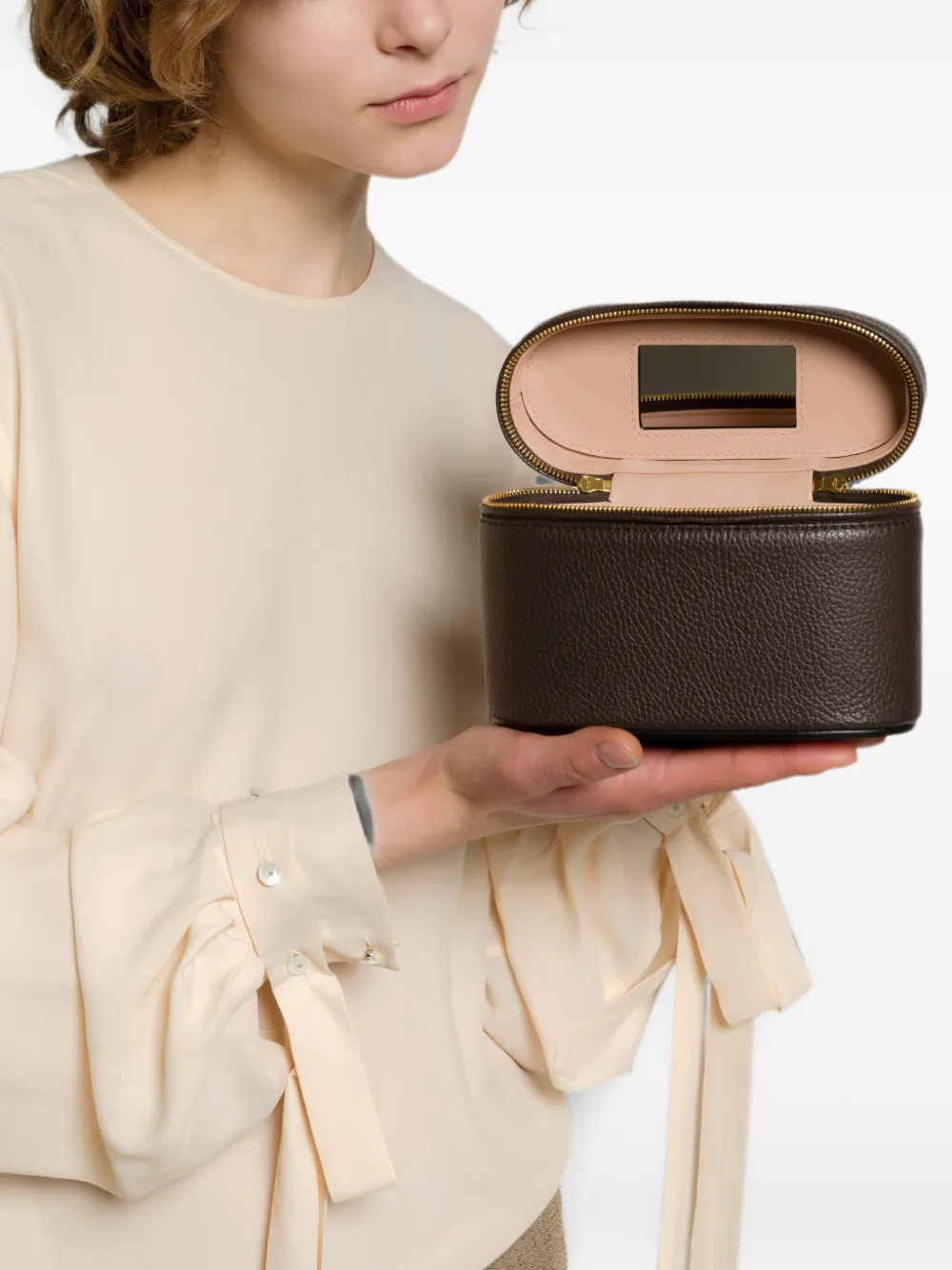 Alberta Ferretti Leren mini-tas met textuur Bruin