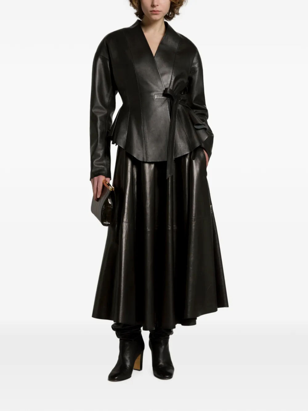 Alberta Ferretti Peplum jack met gestrikte taille Zwart