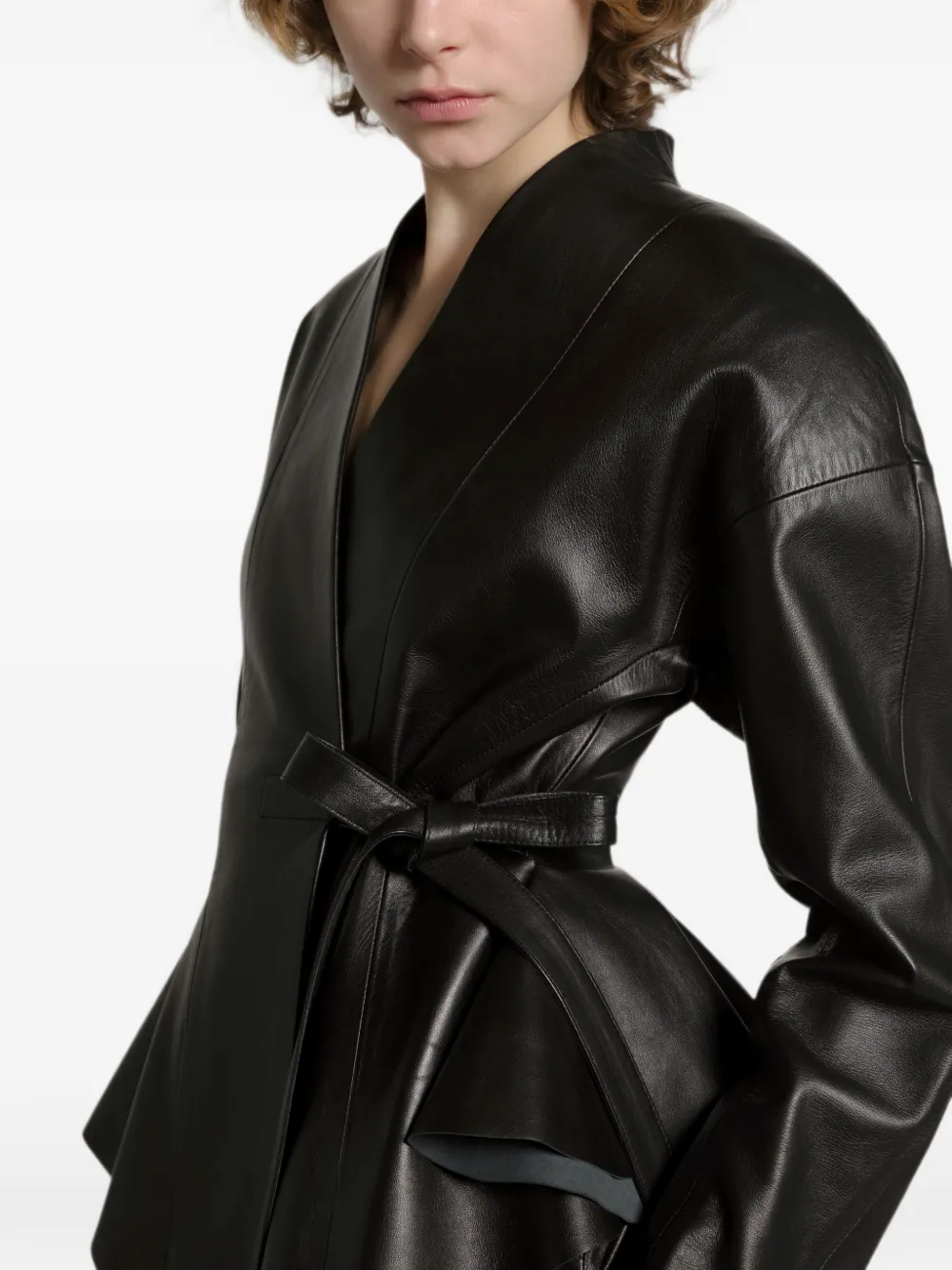 Alberta Ferretti Peplum jack met gestrikte taille Zwart