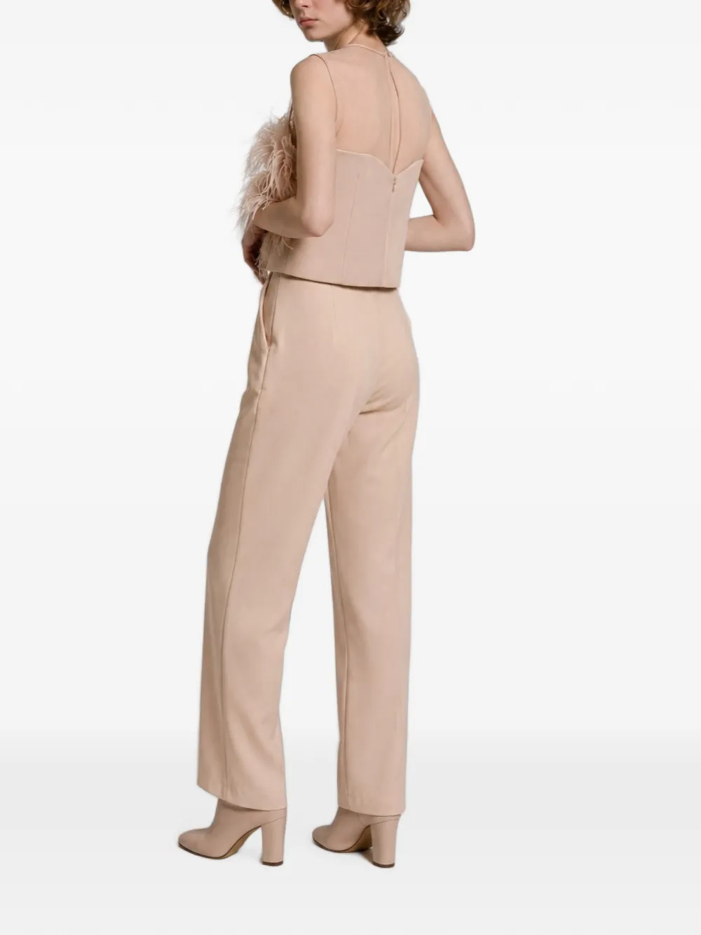 Alberta Ferretti Blouse met doorzichtig vlak en veren Roze