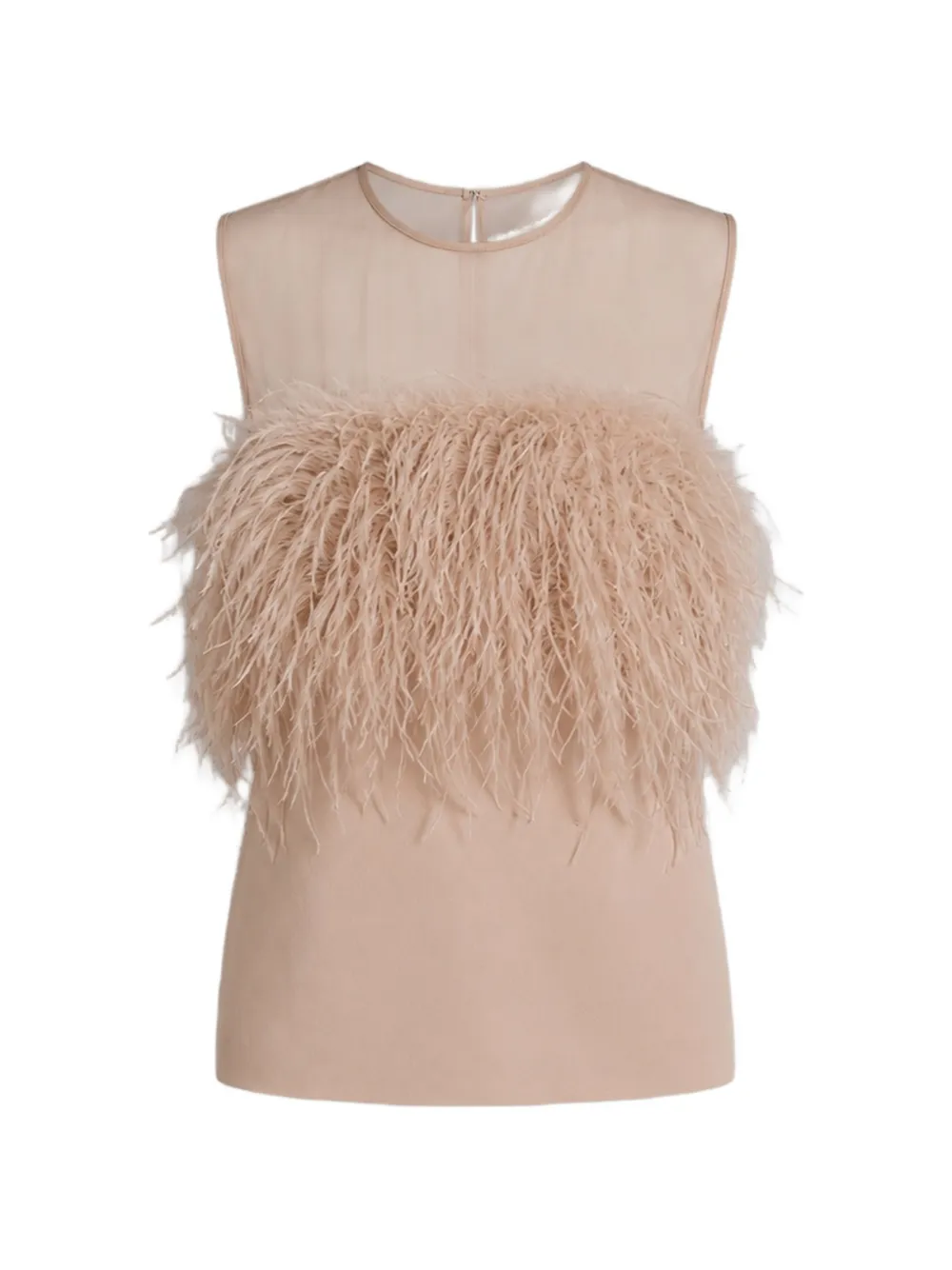 Alberta Ferretti feather-detail sheer-panel top