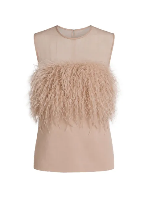 Alberta Ferretti フェザーディテール シアーパネルブラウス