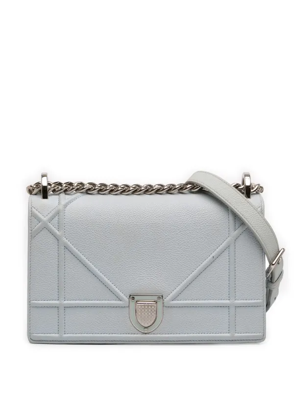 Dior Pre-owned 2016 Small Grained Calfskin Diorama Flap Crossbody Bag in Blue