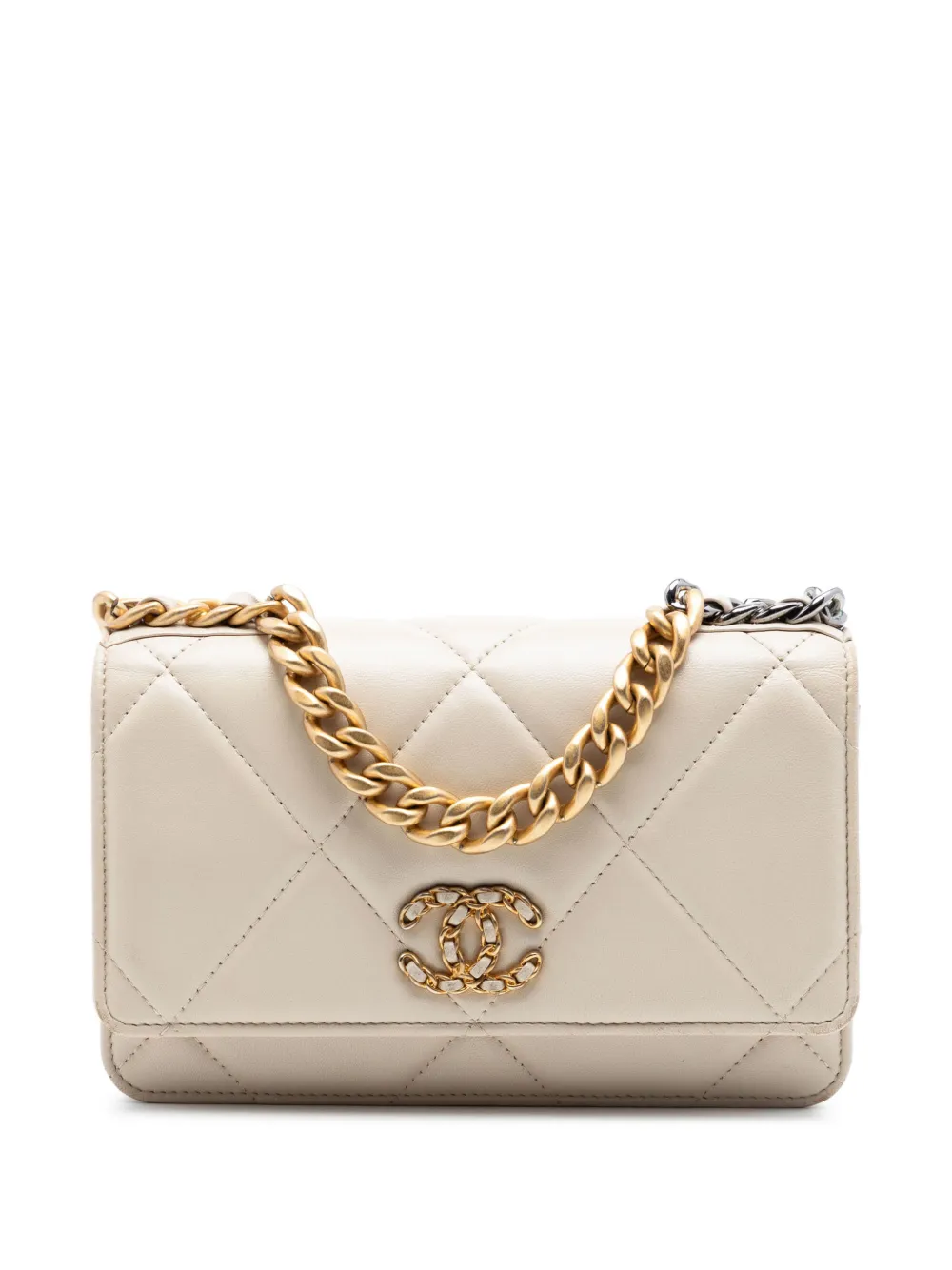 CHANEL Pre-Owned Borsa a tracolla 19 in pelle di agnello trapuntata con catena 2020 - Marrone