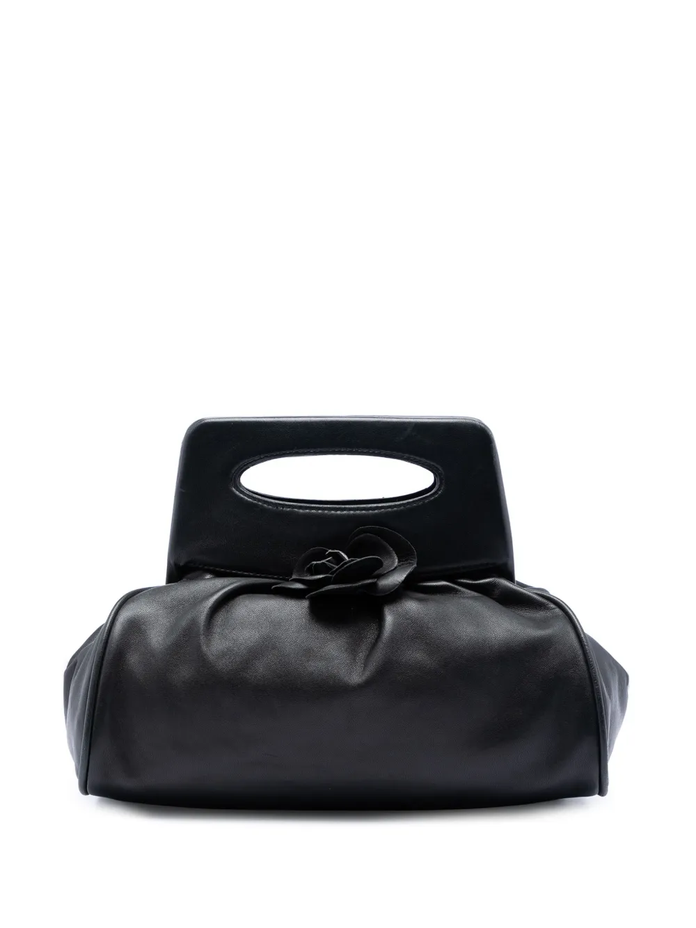 CHANEL Pre-Owned Borsa a mano Camellia in pelle di agnello con manico e telaio 2003-2004 - Nero