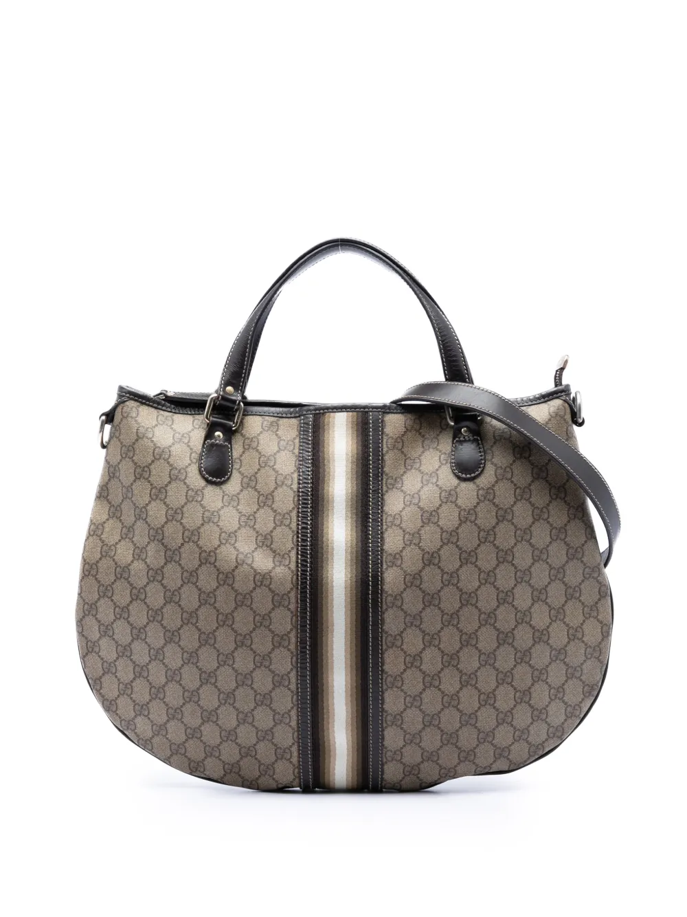 Gucci Pre-Owned Borsa a tracolla in tessuto GG Supreme con decorazione Web 2016-2026 - Toni neutri