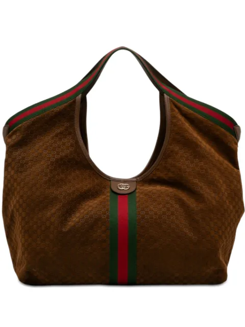 Gucci Pre-Owned tote Giglio Large GG Suede Web 2016-2026