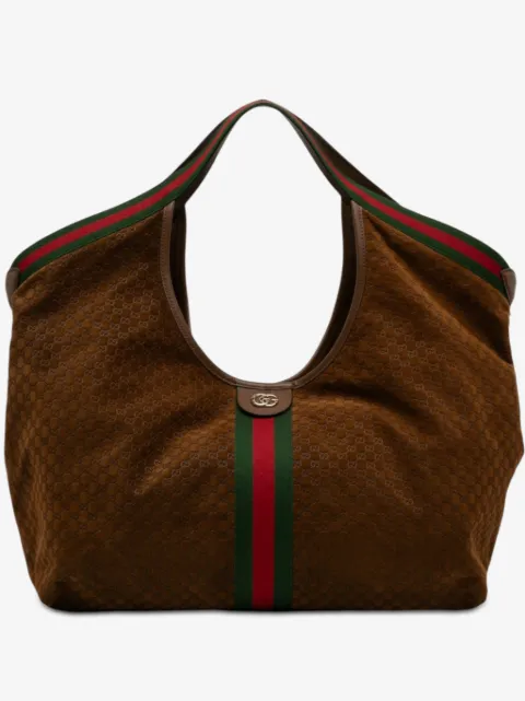 Gucci Pre-Owned 2016-2026 Large GG Suede Web Giglio tote bag