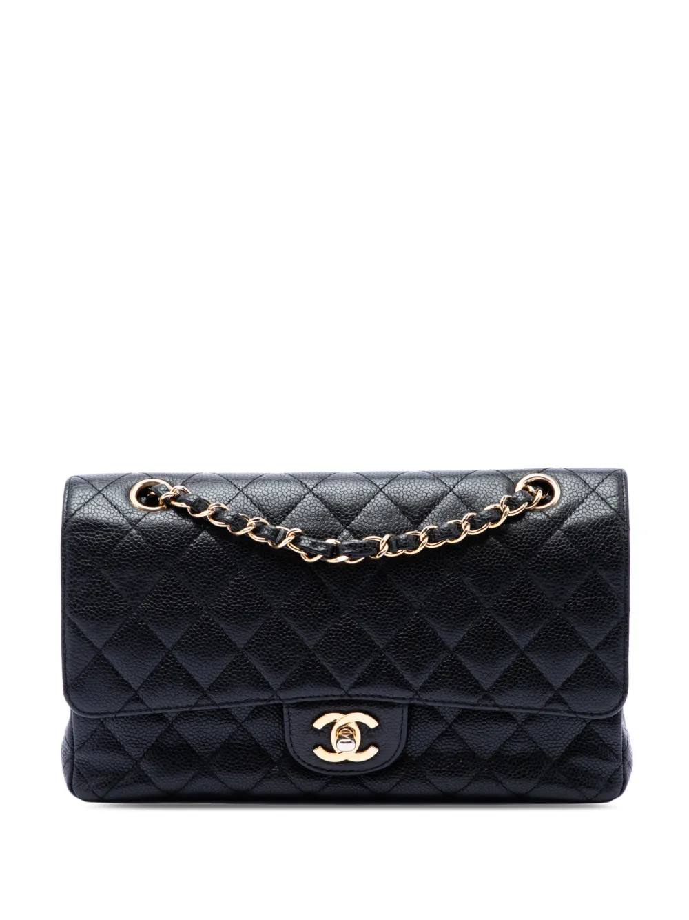 CHANEL Pre-Owned Borsa a spalla Double Flap media in pelle Caviar 2009-2010 - Nero