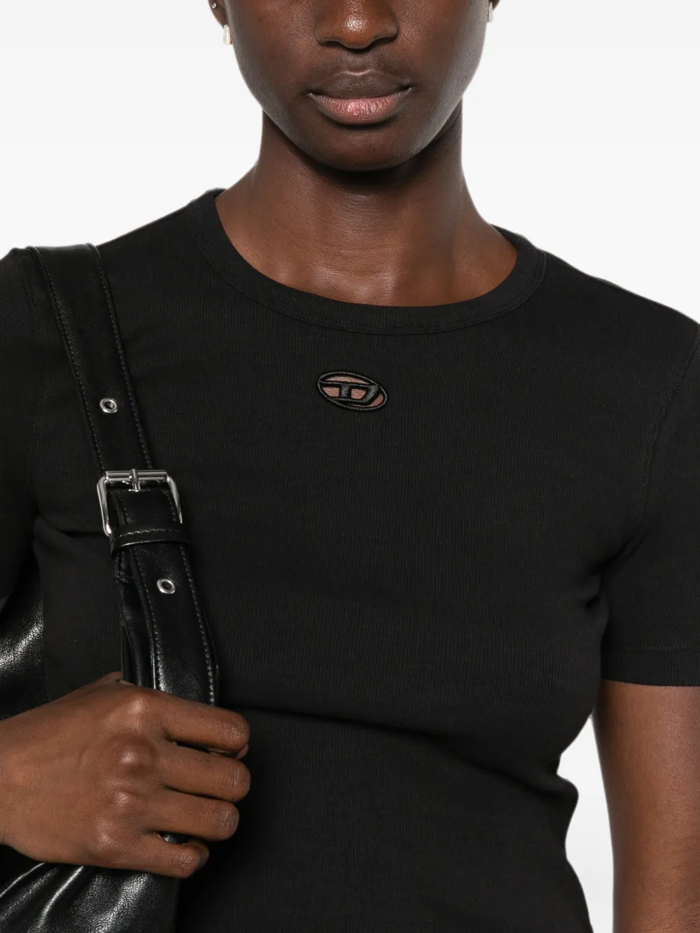 Diesel T-shirt met logoplakkaat Zwart