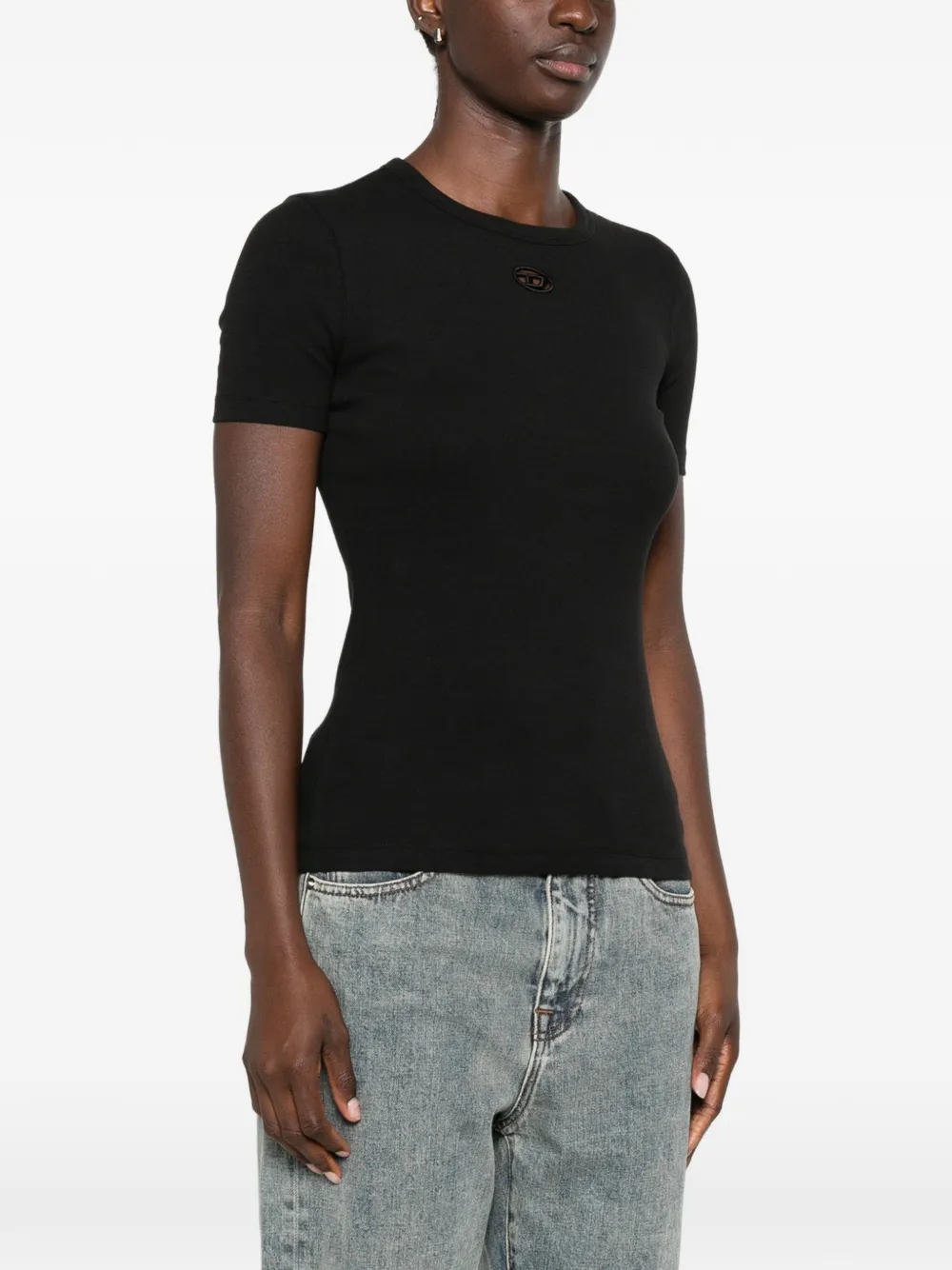 Diesel T-shirt met logoplakkaat Zwart