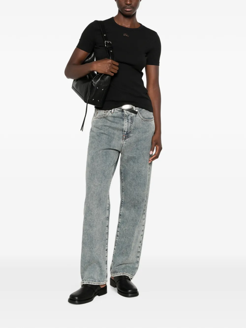 Diesel T-shirt met logoplakkaat Zwart