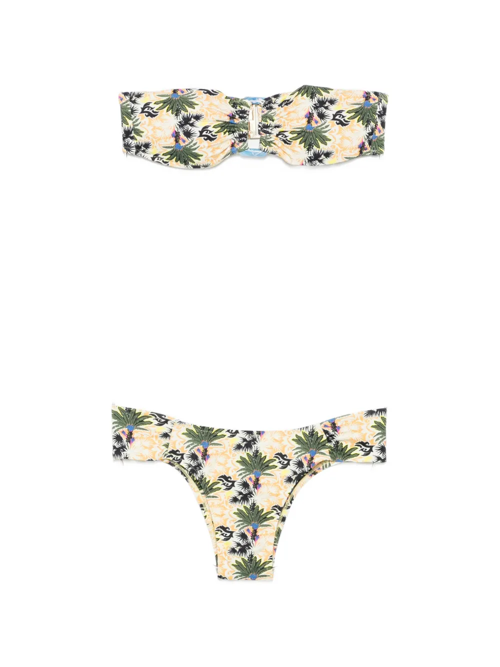 Anjuna palm-print bandeau bikini - Verde