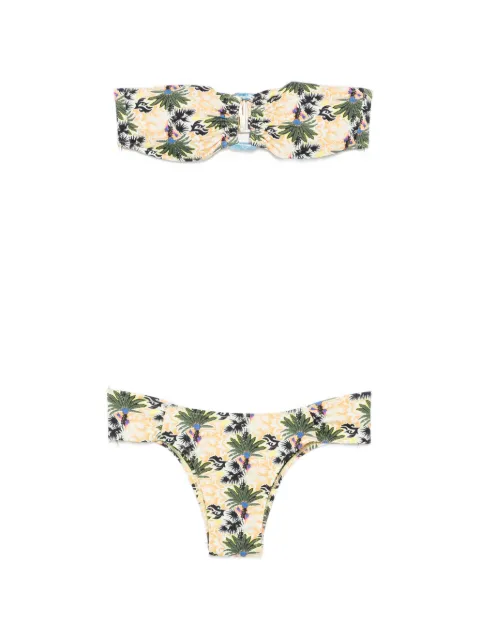 Anjuna palm-print bandeau bikini