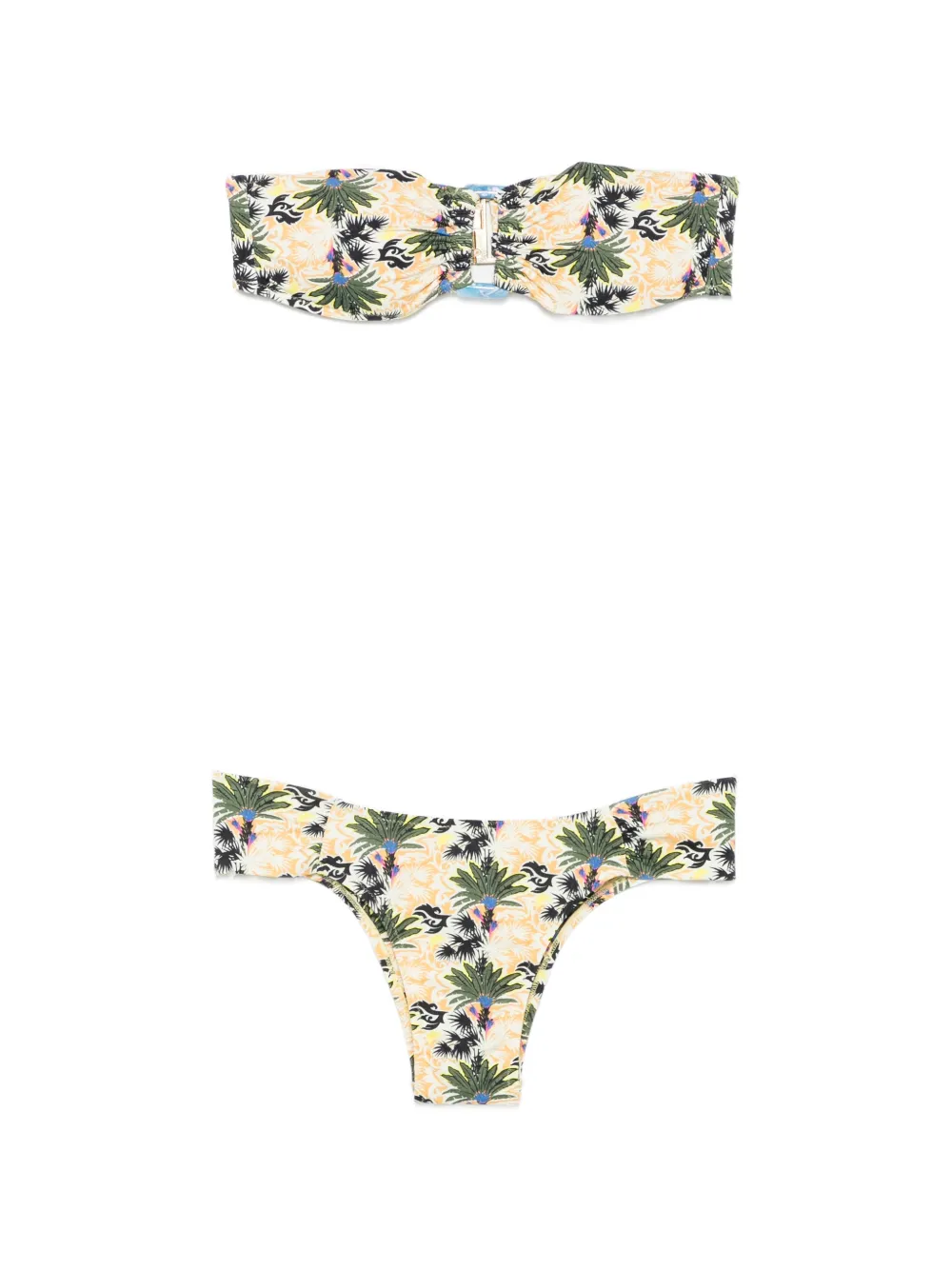 Anjuna palm-print bandeau bikini - Verde