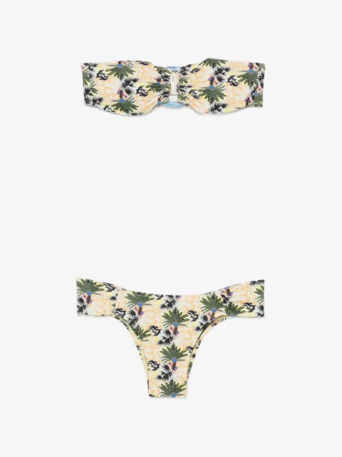 Anjuna bikini tipo bandeau con palmeras estampadas