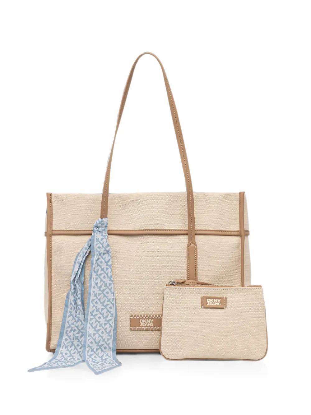 DKNY Dallas scarf-detail logo-patch tote bag - Toni neutri
