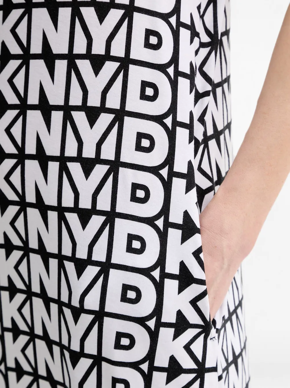 DKNY Nachtjapon met korte mouwen en logo-print Wit