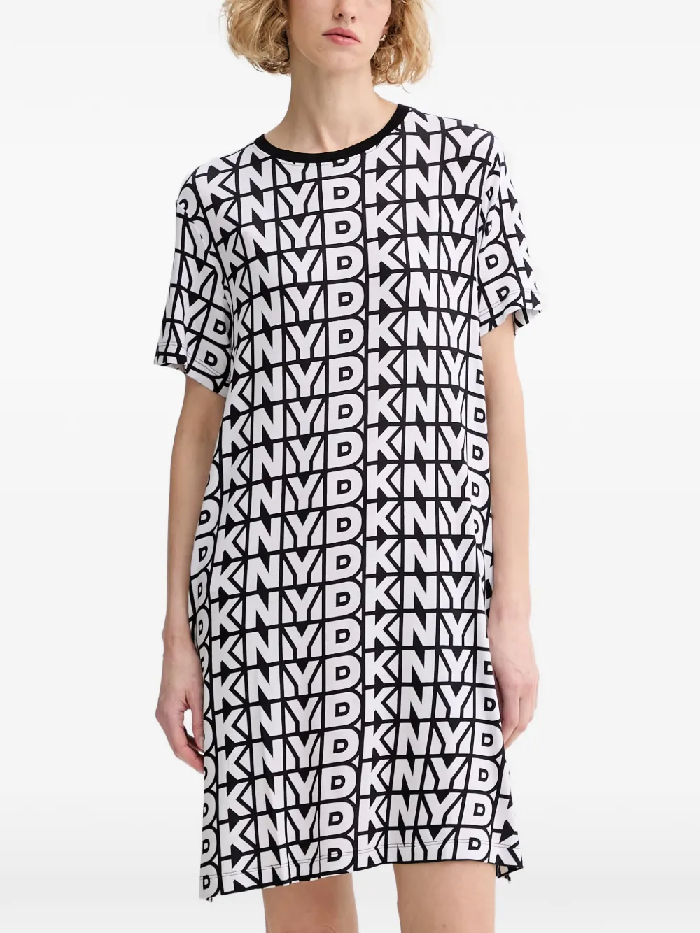 DKNY logo-print short-sleeve nightdress - Weiß