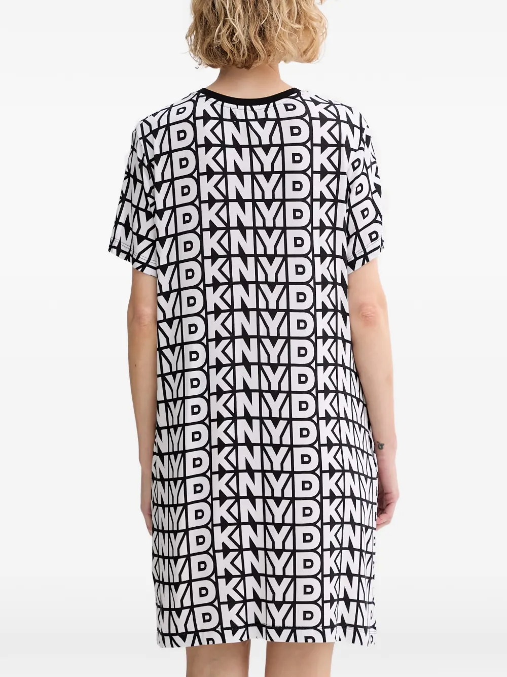 DKNY Nachtjapon met korte mouwen en logo-print Wit