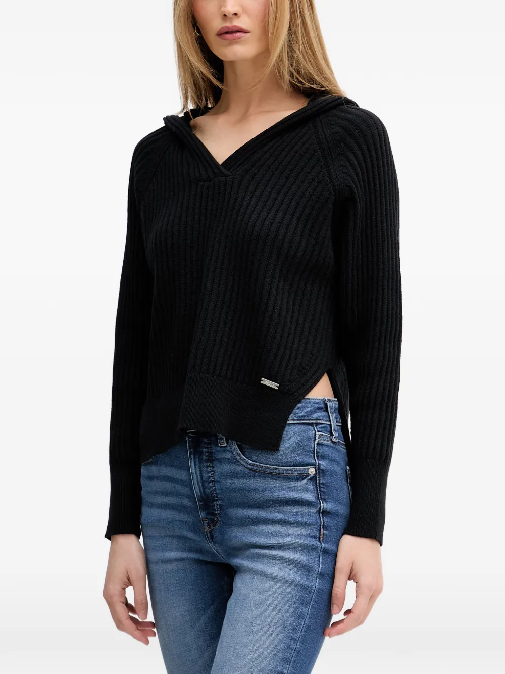 DKNY ribbed-knit hooded sweater - Nero