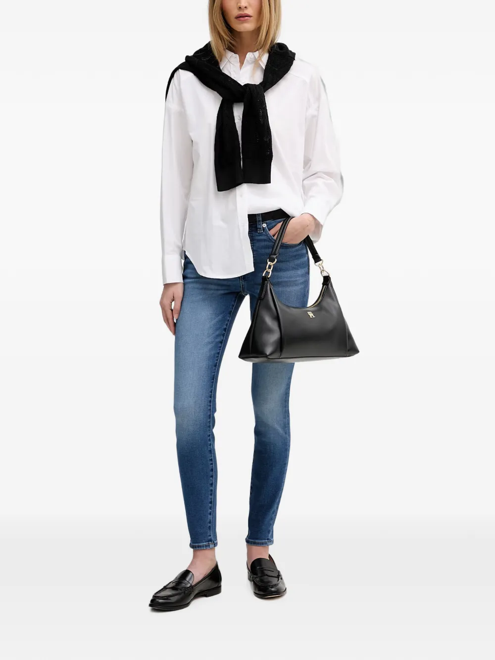 DKNY Blouse met elastische taille en knopen Wit