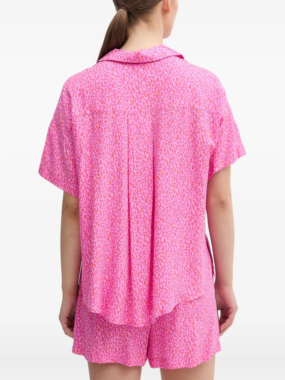 DKNY Pyjama met dieren-print en knopen Roze
