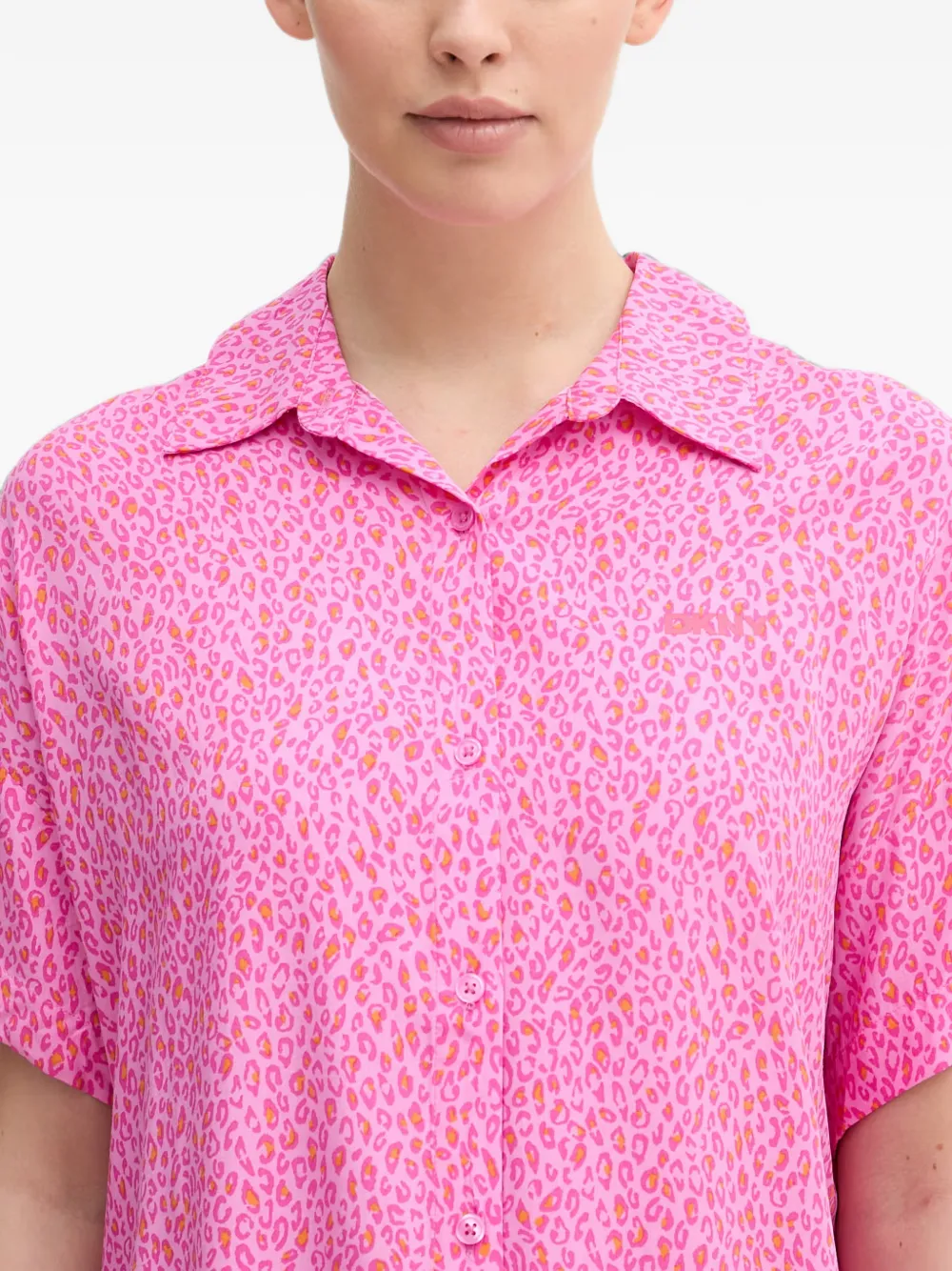 DKNY Pyjama met dieren-print en knopen Roze