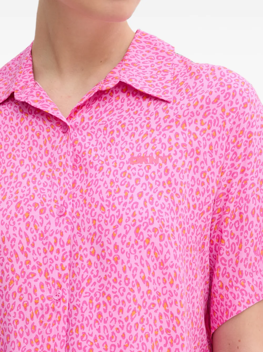 DKNY Pyjama met dieren-print en knopen Roze