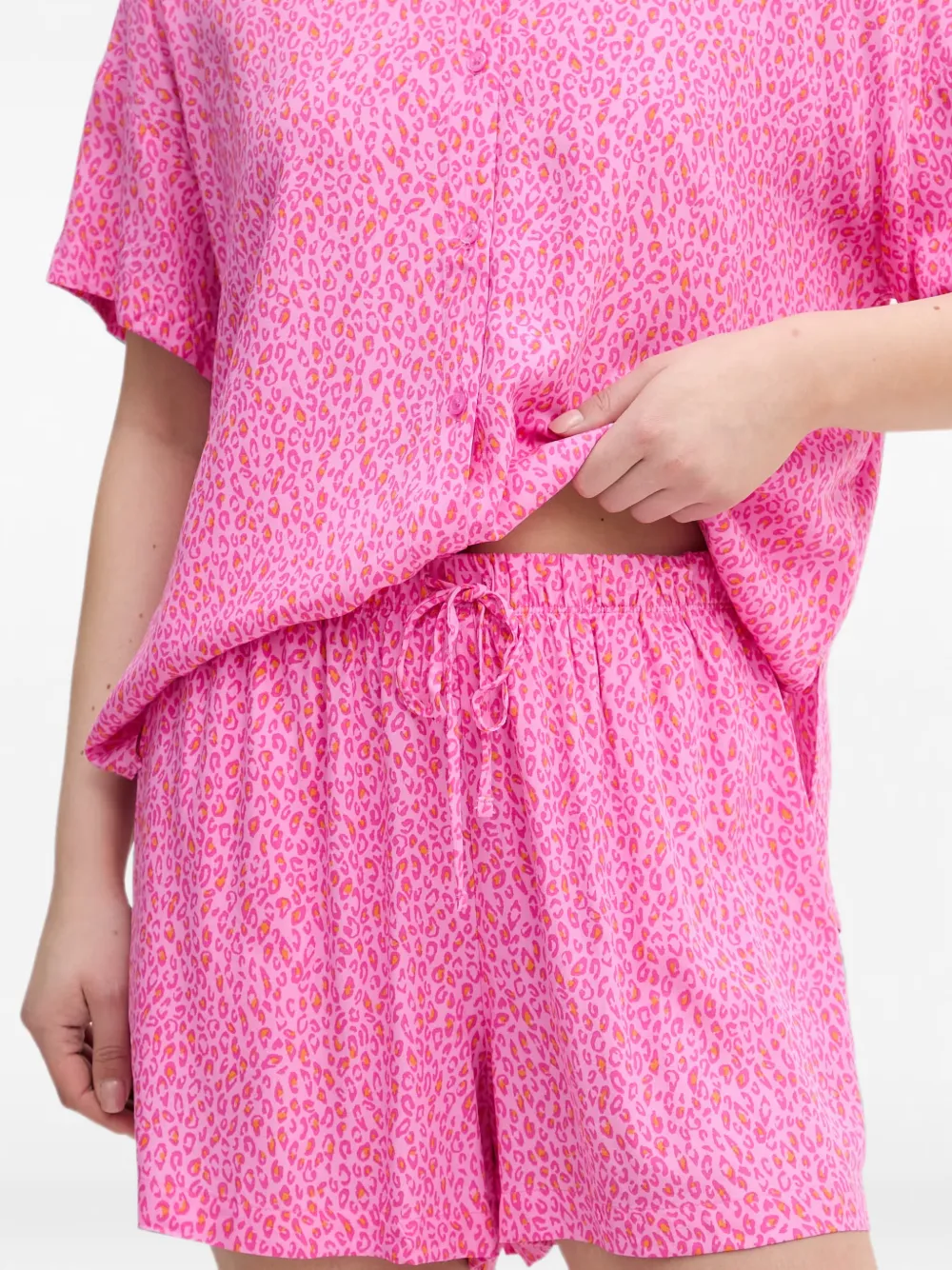 DKNY Pyjama met dieren-print en knopen Roze