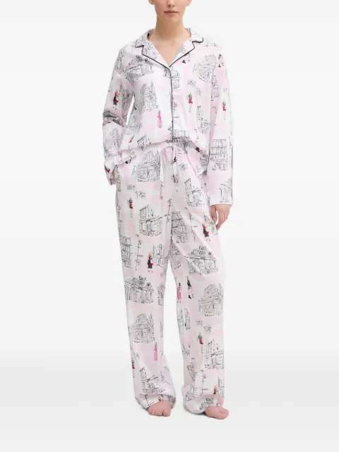 DKNY illustration-print piped-trim pajama set