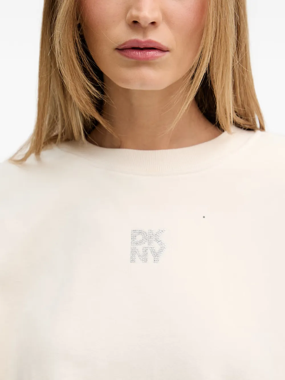 DKNY Sweater met stras logo Beige
