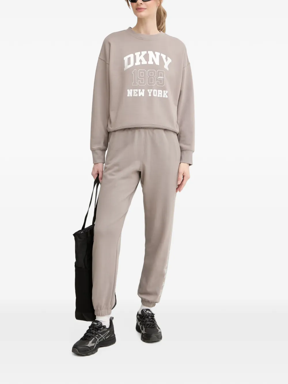 DKNY Sweater met logoprint Beige