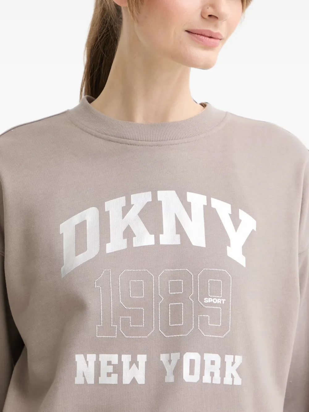 DKNY Sweater met logoprint Beige