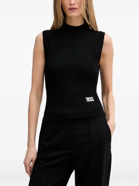 DKNY ribbed-knit logo-patch top