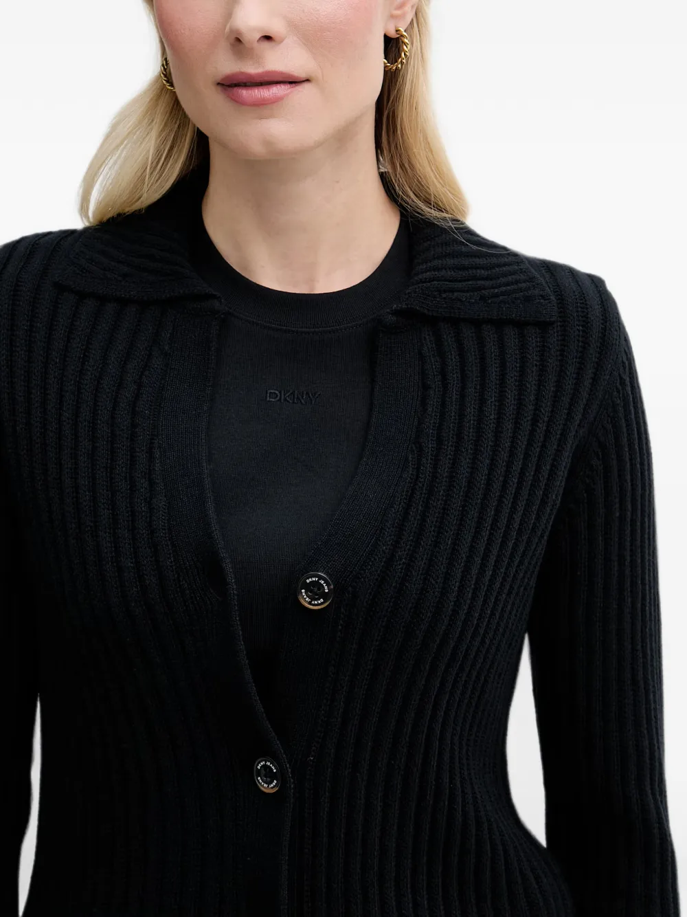 DKNY Ribgebreide top Zwart