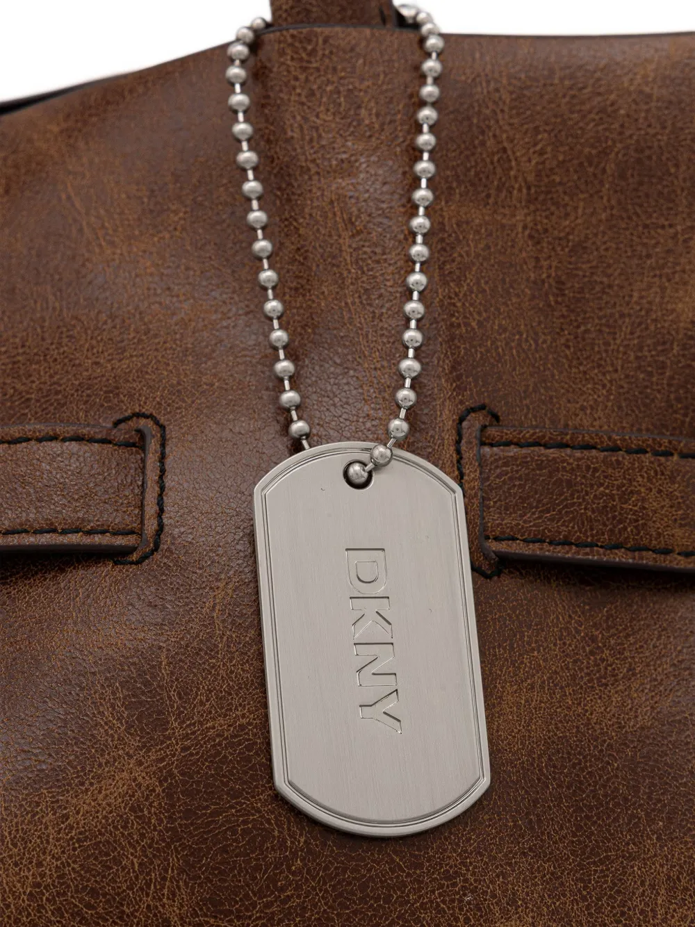 DKNY Bryar shopper met logo-label en draaislot Bruin
