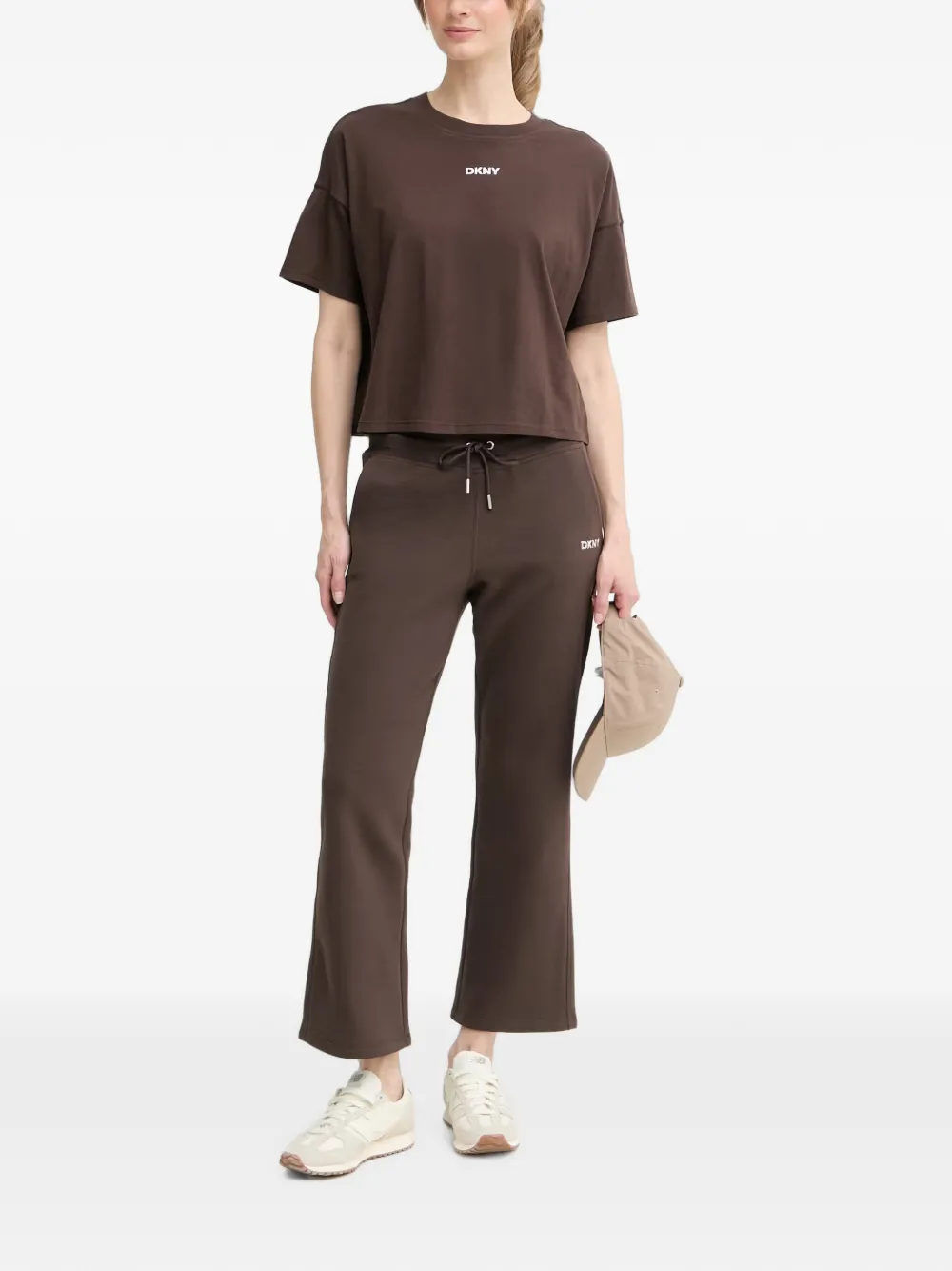 DKNY Trainingsbroek met logoplakkaat Bruin