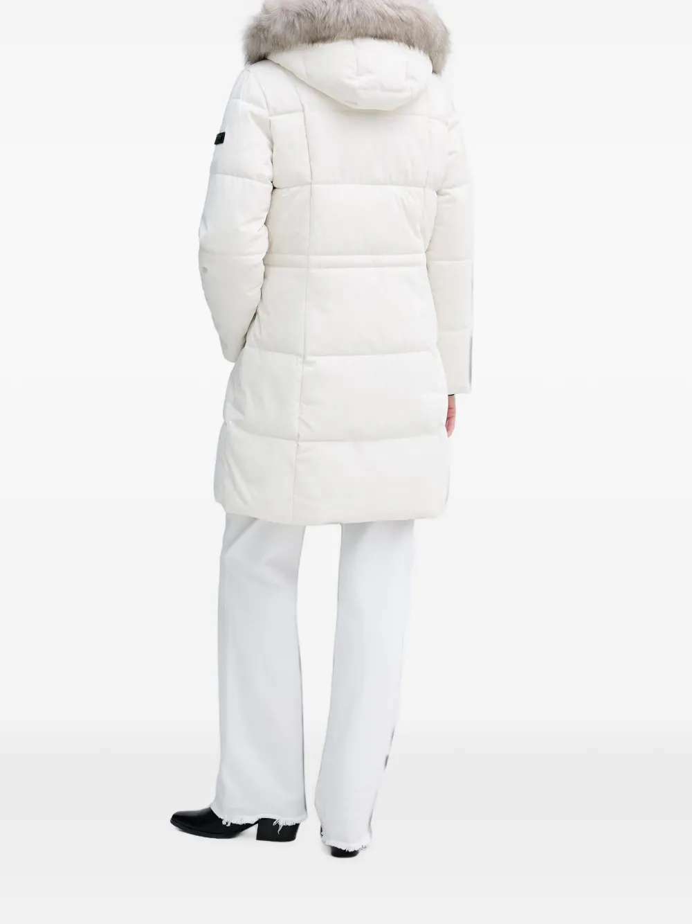 DKNY Gewatteerde jas met imitatiebont Wit