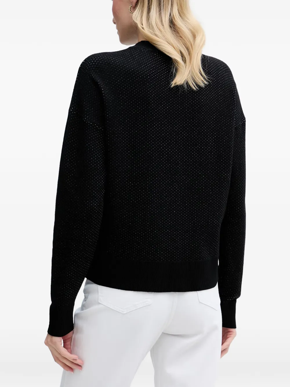 DKNY Sweater met ronde hals en verfraaid met logo Zwart