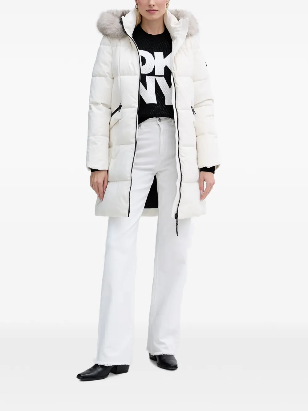 DKNY Sweater met ronde hals en verfraaid met logo Zwart