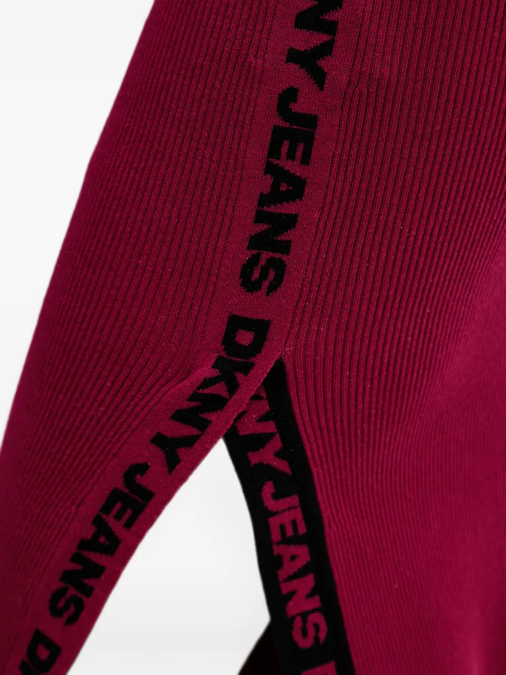 DKNY Ribgebreide midi-jurk met logoband Rood