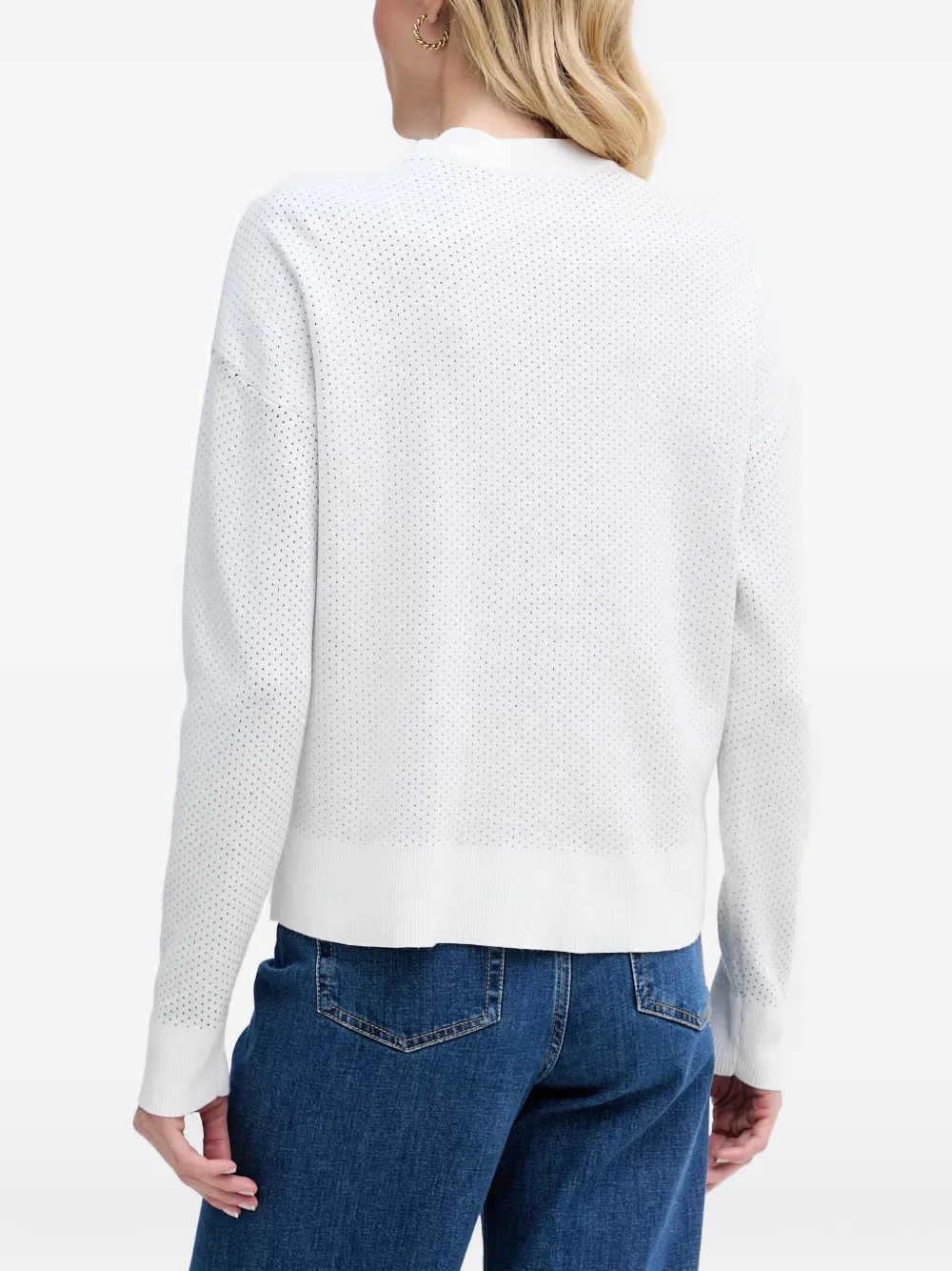 DKNY Gebreide trui met geperforeerd logo Wit
