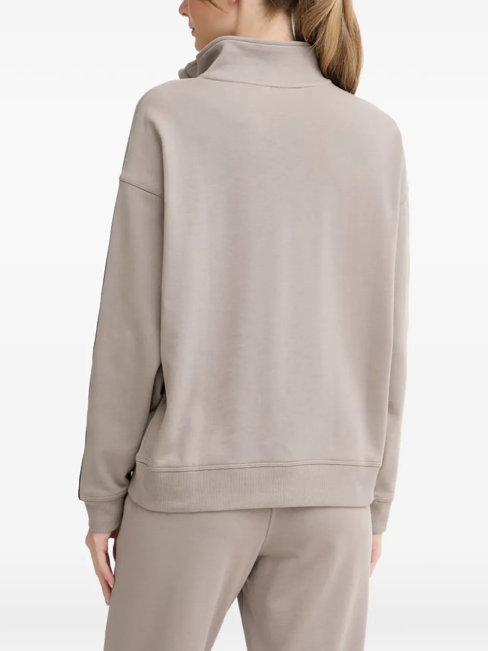 DKNY Sweater met logoband en kwart rits Beige