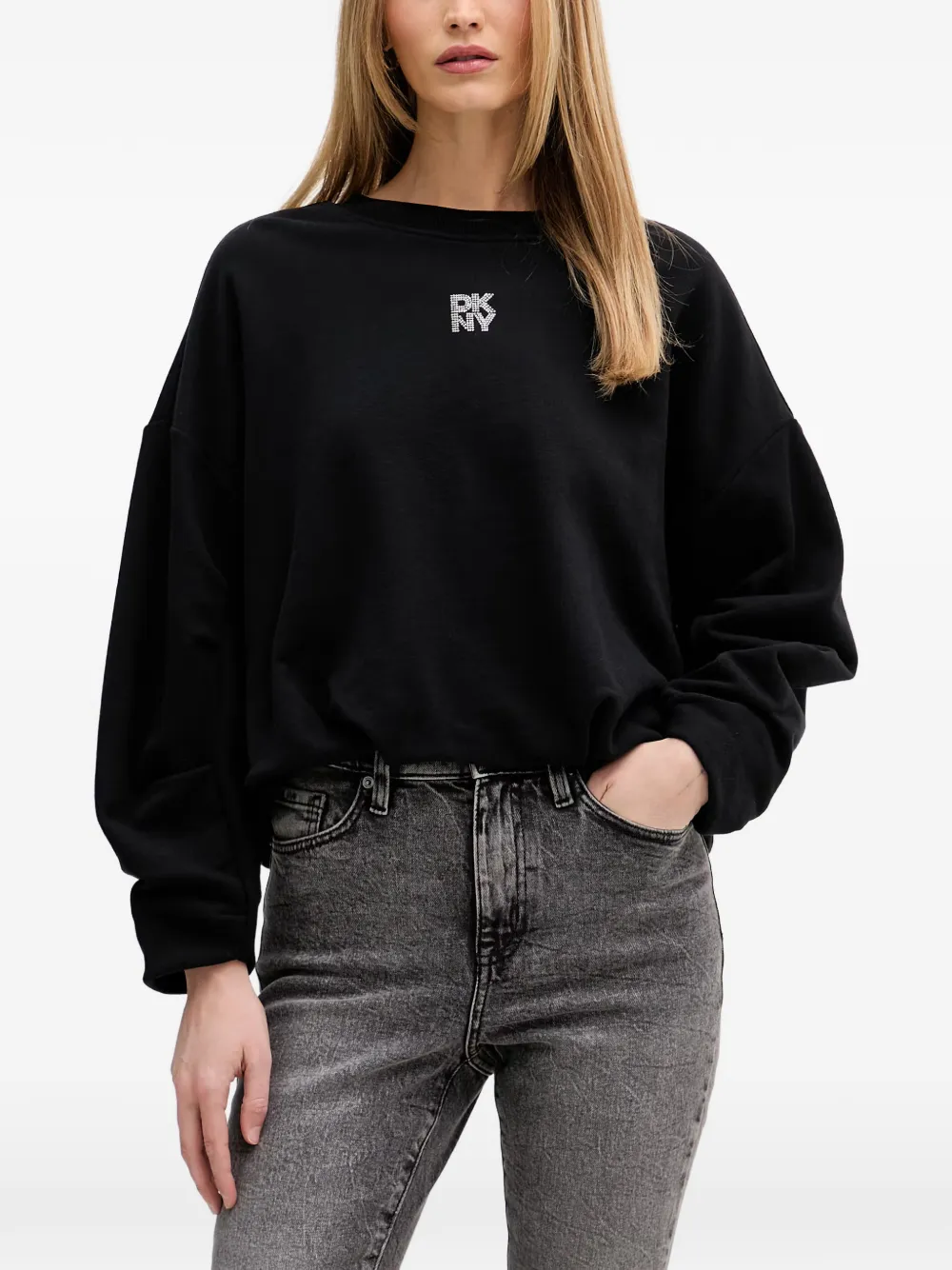 DKNY logo-embellished crew neck sweatshirt - Nero