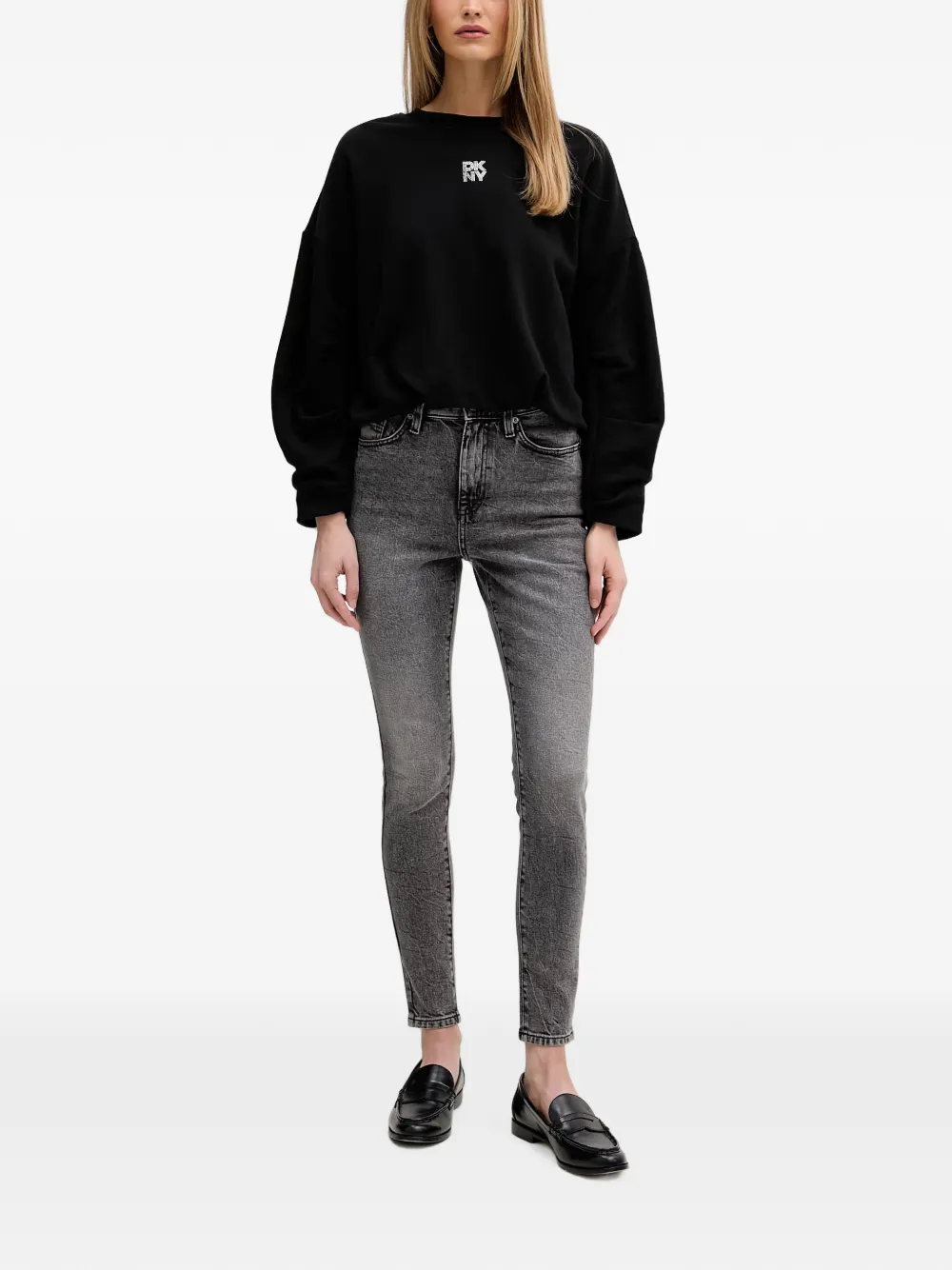 DKNY Sweater verfraaid met logo en ronde hals Zwart