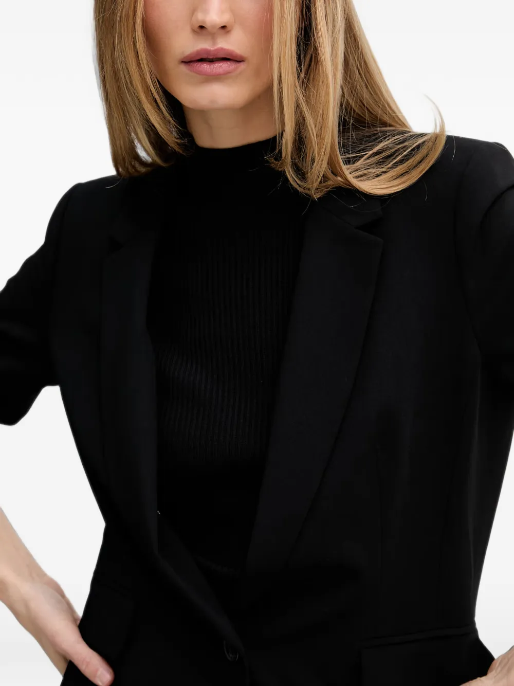 DKNY Blazer met enkele rij knopen en ruchemouwen Zwart