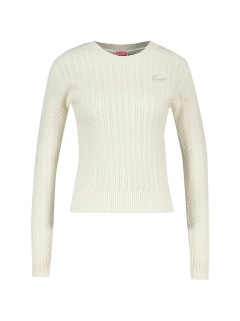 Kenzo pull en maille torsadée à broderie Signature